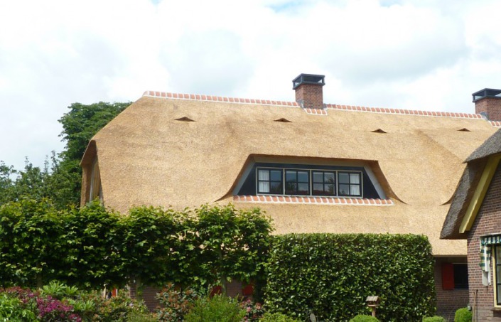 groot dakkapel in boerderij riet gedekt