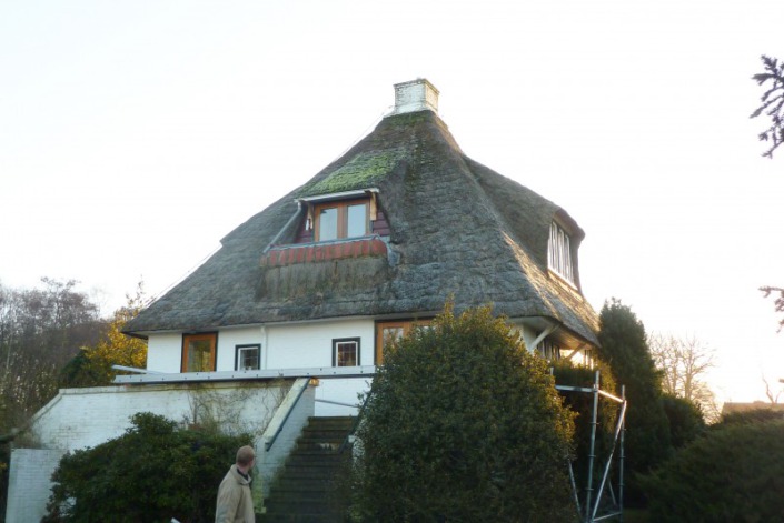 foto voor werkzaamheden vernieuwen villa rieten dak