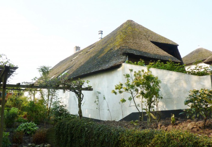 foto voor werkzaamheden verdrijven van rieten dak