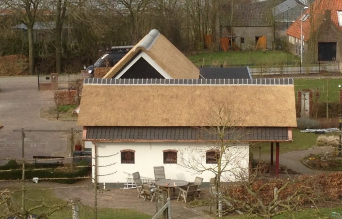 bijgebouw met rieten dak