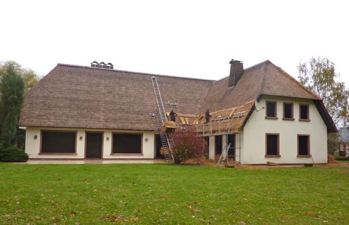 verdrijven en opstoppen rieten dak